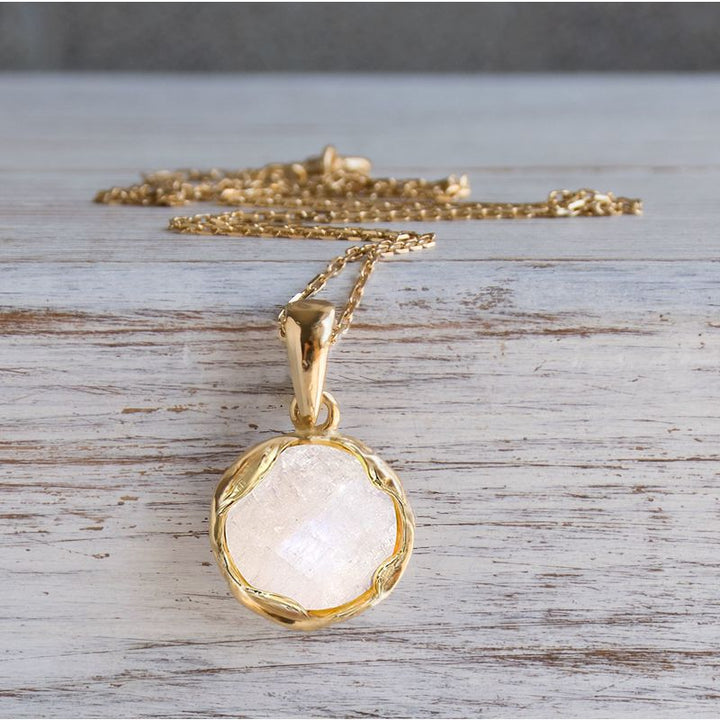 14K Gold Plated Moonstone Vintage Pendant