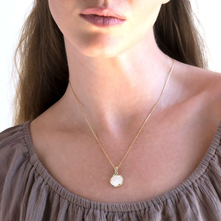 14K Gold Plated Moonstone Vintage Pendant