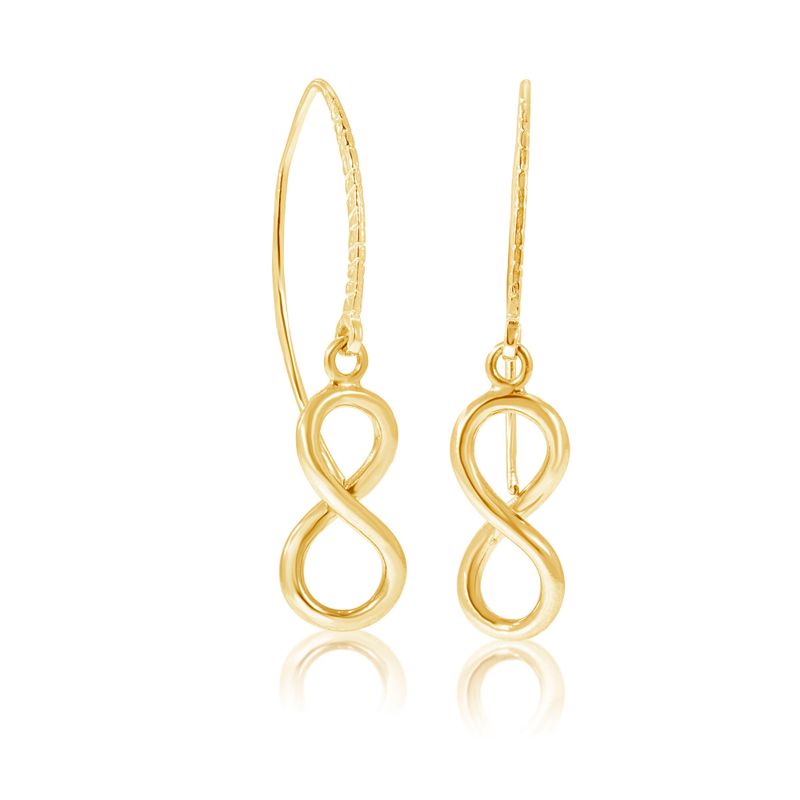 Yellow Gold Plated Drop Earrings Infinity Shape