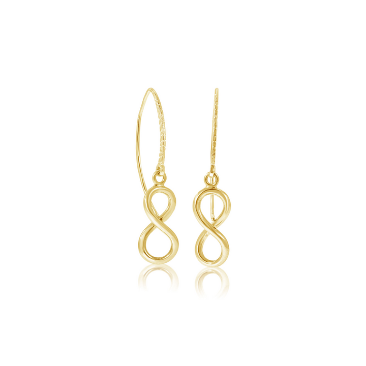 Yellow Gold Plated Drop Earrings Infinity Shape