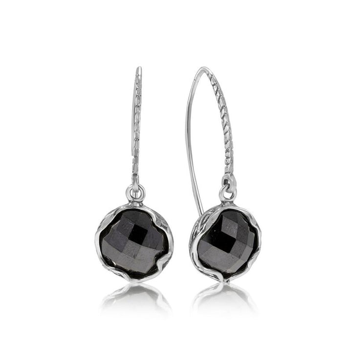 925 Sterling Silver Drop Earrings Inlaid With Black Cubic Zirconia