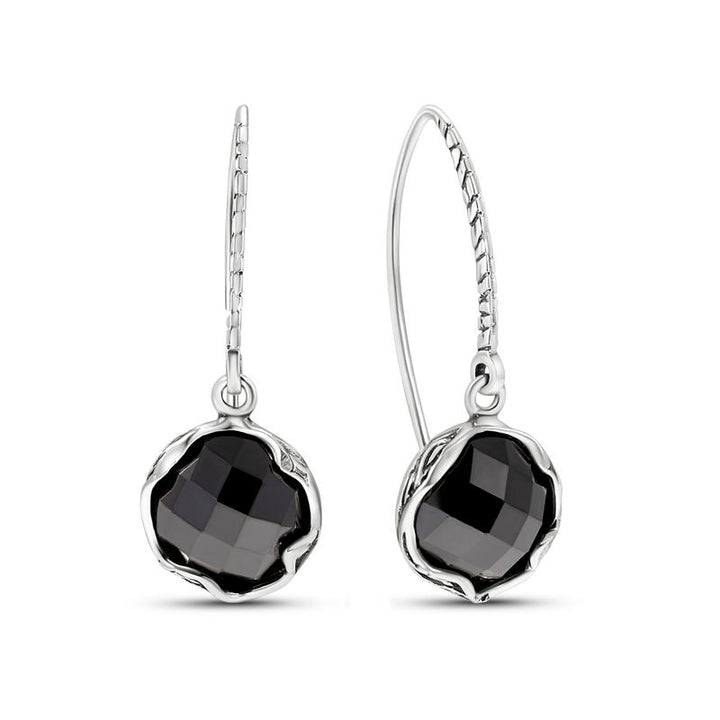 925 Sterling Silver Drop Earrings Inlaid With Black Cubic Zirconia