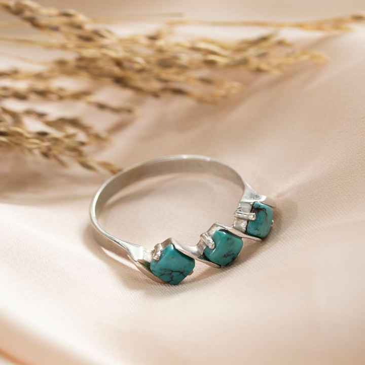 Turquoise Trio: 14K White Gold Ring