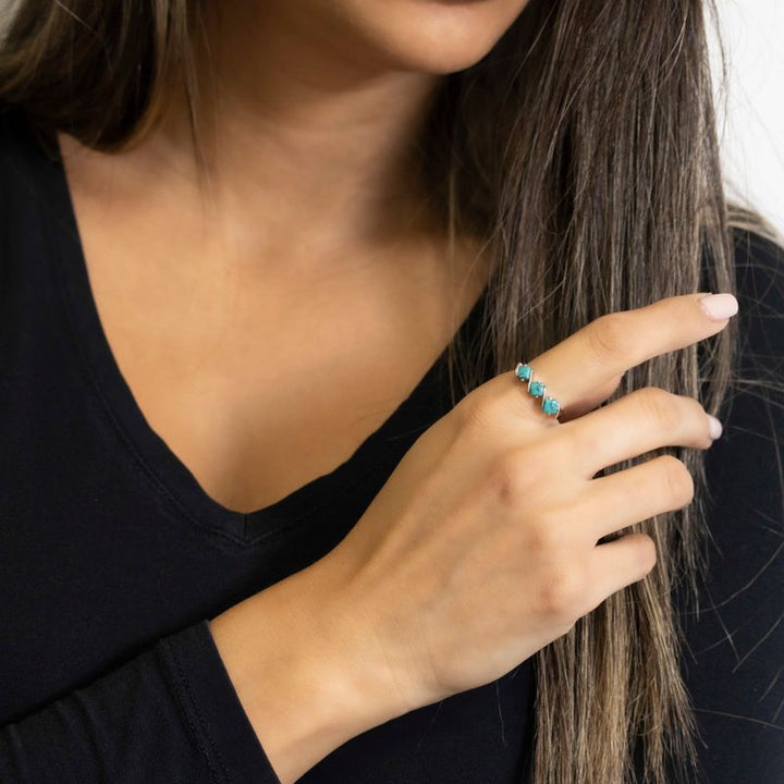 Turquoise Trio: 14K White Gold Ring