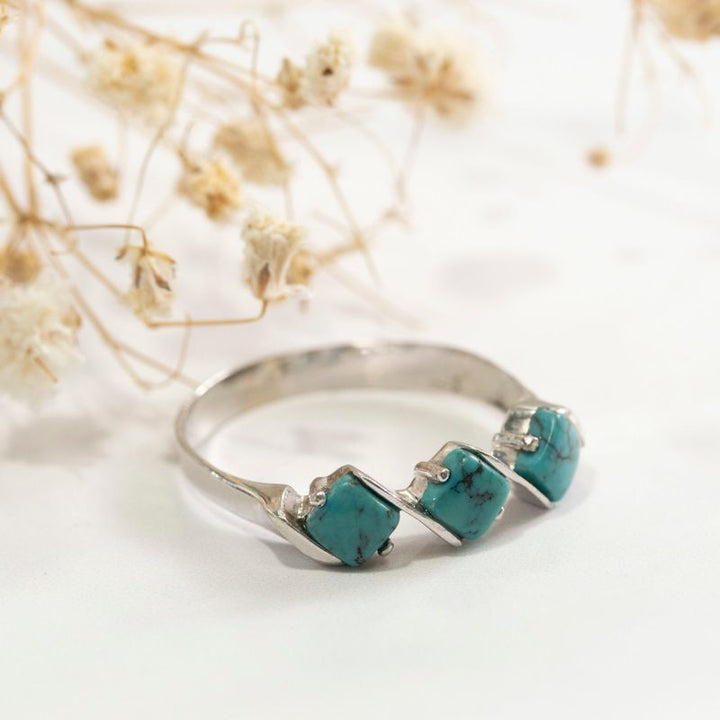 Turquoise Trio: 14K White Gold Ring