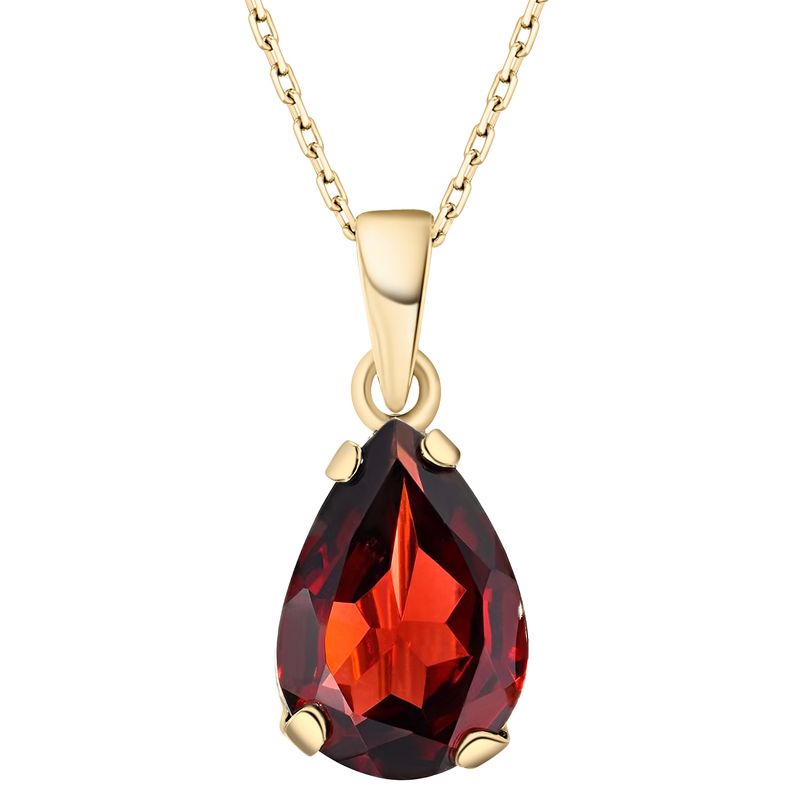 Yellow Gold Plated Teardrop Garnet 7X10mm Pendant