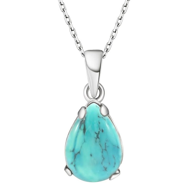 14K Gold Turquoise Teardrop Pendant Necklace