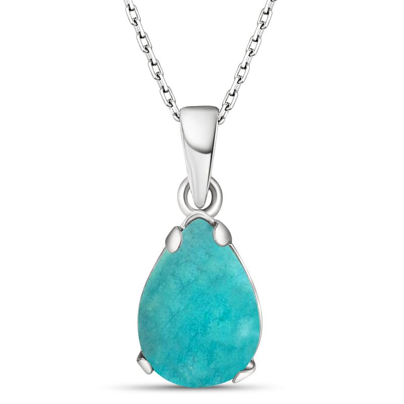 14K Gold Turquoise Teardrop Pendant Necklace