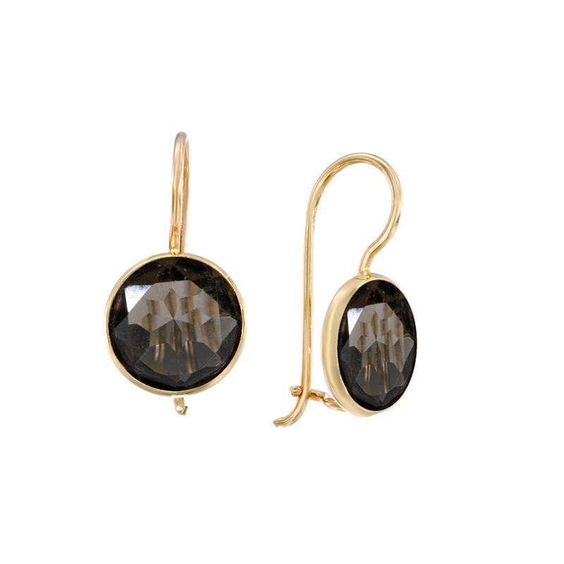 14K Classic Round Gemstone Gold Drop Earrings