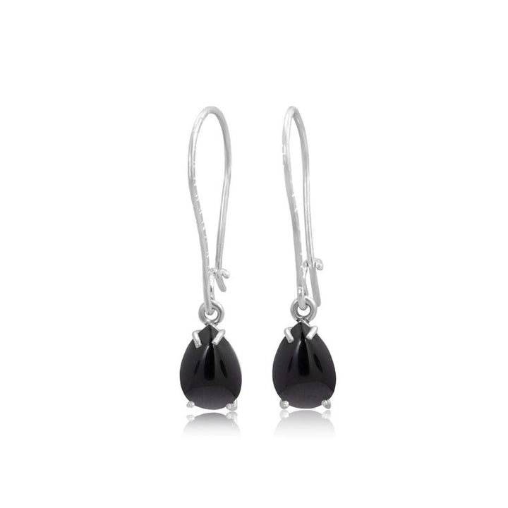 925 Silver Onyx Drop Earrings - July Birthstone, 7X10mm Vintage Gift