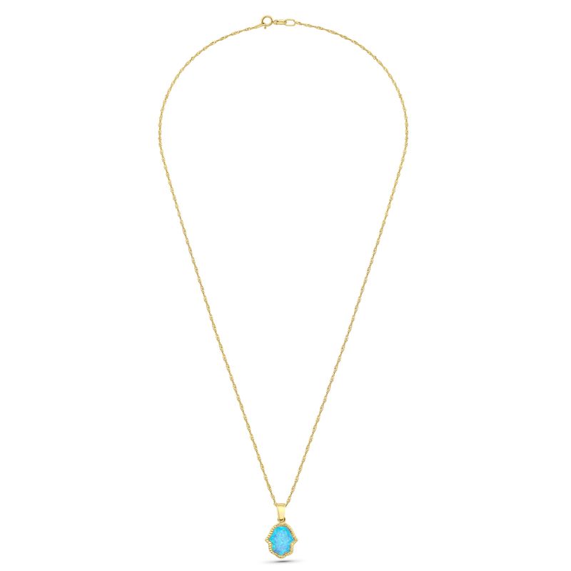 Small 14K Gold Evil Eye Necklace with Blue Opal