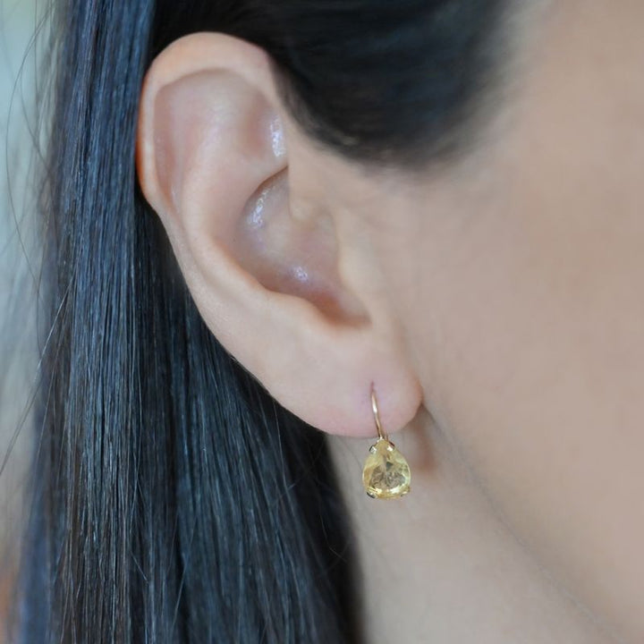 14K Gold Citrine Teardrop Earrings - Nov Birthstone, Bridal Gift