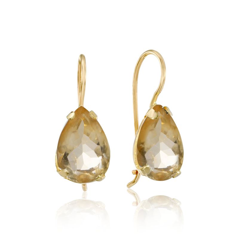 14K Gold Citrine Teardrop Earrings - Nov Birthstone, Bridal Gift