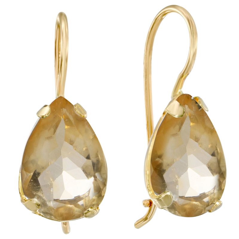 14K Gold Citrine Teardrop Earrings - Nov Birthstone, Bridal Gift