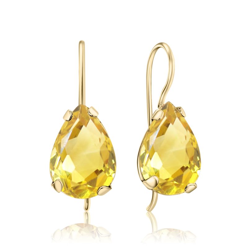 14K Gold Citrine Teardrop Earrings - Nov Birthstone, Bridal Gift
