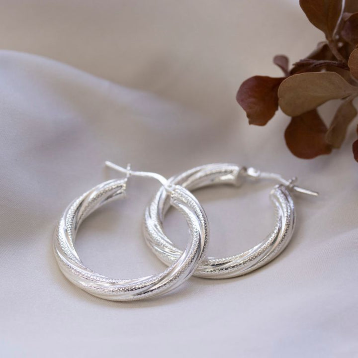 Dangling Silver Hoop Earrings Genuine 925