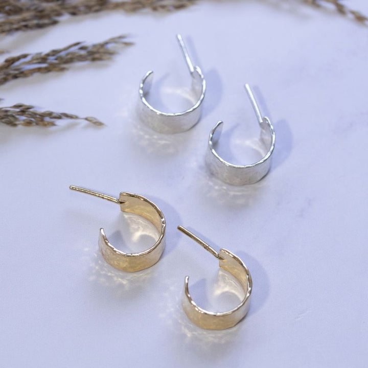 Gold Plated Small Slide Thick Stud Earrings