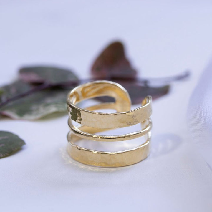 Gold Plated Open Lines Ring