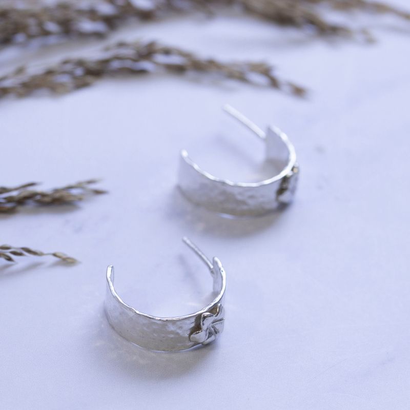 925 Silver Slide Flower Stud Earrings