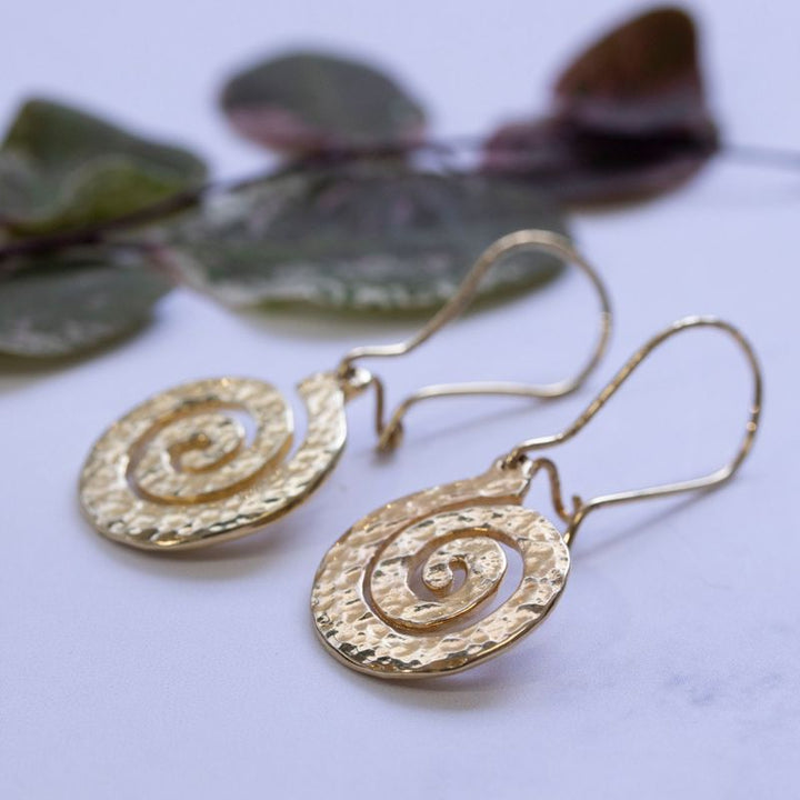 Gold Plated Drop Earrings Spiral