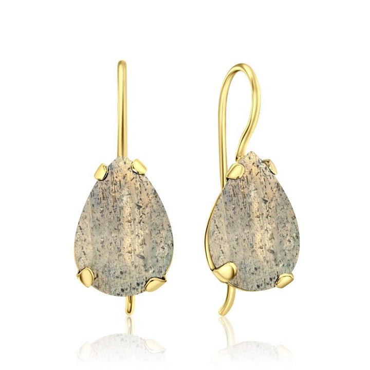 14K Gold Labradorite Teardrop Earrings, March Birthstone, Bridal Gift