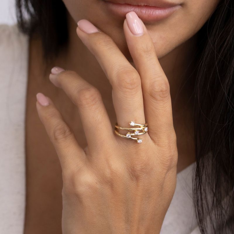 Spiral Multi-stone Gold Rings