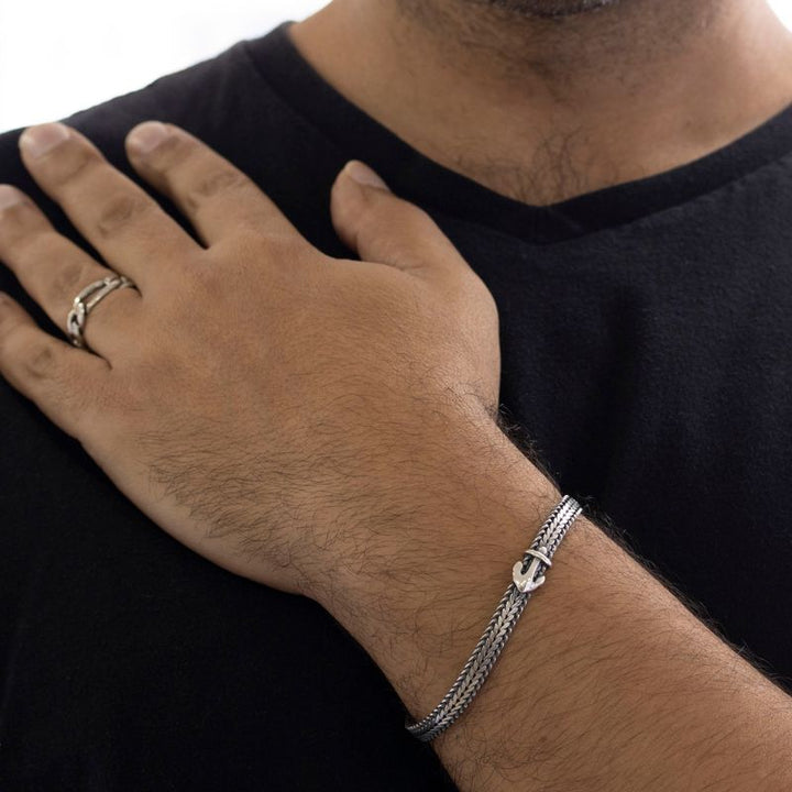 bracelet for silver vertebrae with anchor