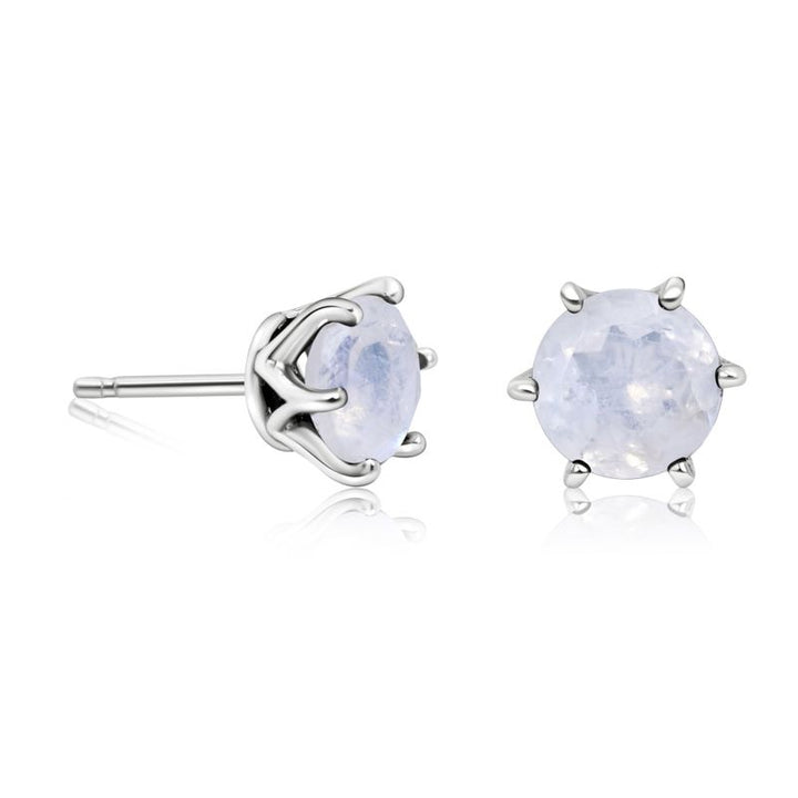 925 Silver Moonstone Studs - 7mm, Handmade, Dainty Gift