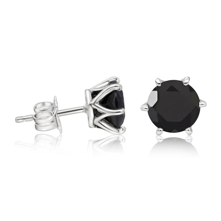 925 Silver Black CZ Studs - 7mm Dec Birthstone, Handmade Gift