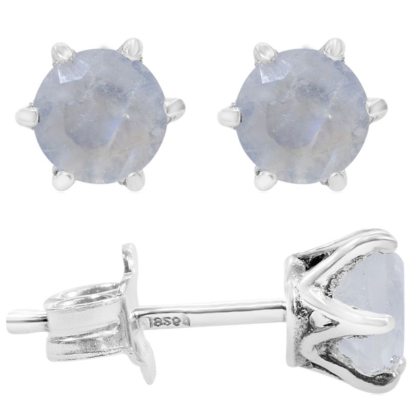 925 Silver Moonstone Studs - June Birthstone, Handmade Gift