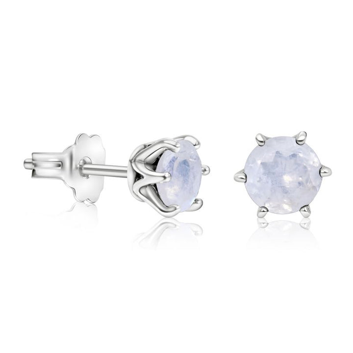 925 Silver Moonstone Studs - June Birthstone, Handmade Gift