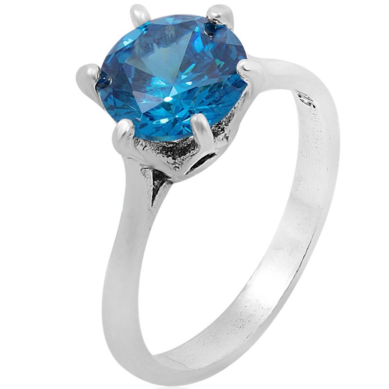 8 mm Silver Ring In a Blue Zircon Inlay