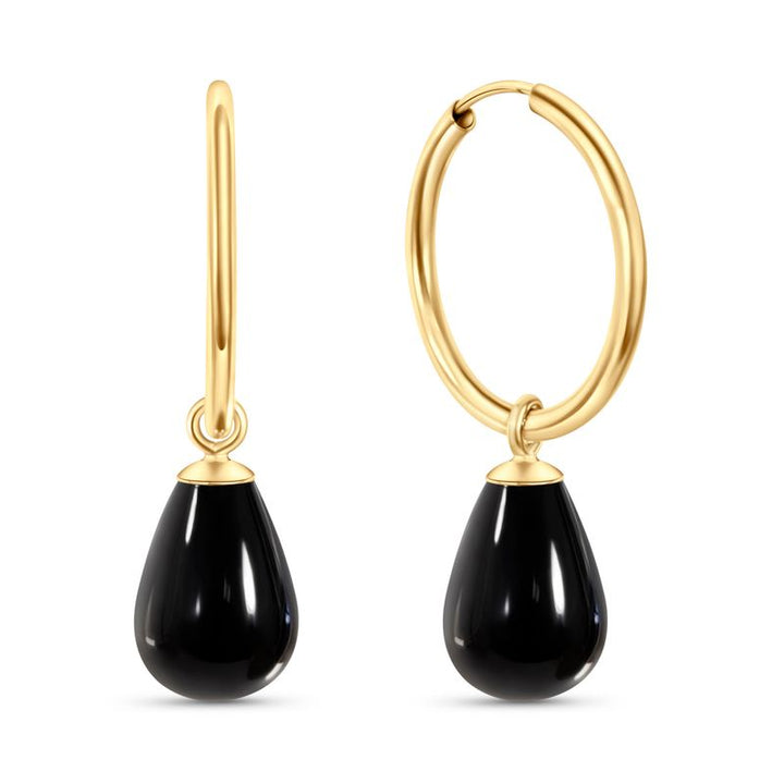 14K Gold Hoop Earrings With Gemstone 18mm