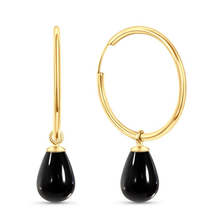14K Gold Hoop Earrings With Gemstone