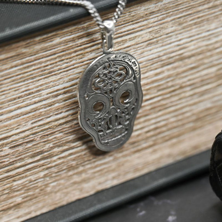 Flat Skull Silver Pendant for Panzer 60 chain