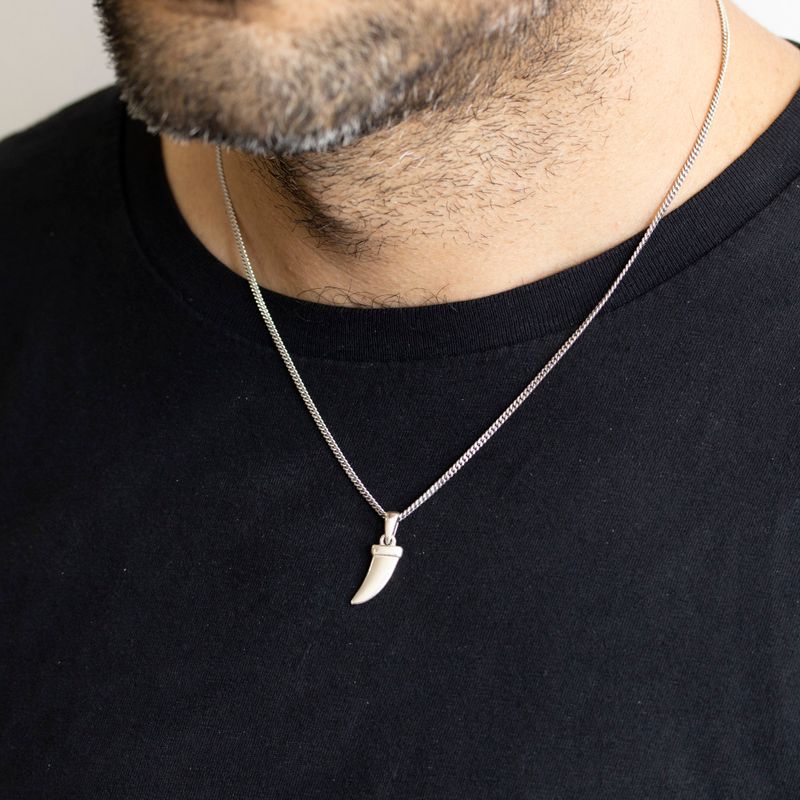 Small tooth -shaped silver pendant for Panzer 60 chain