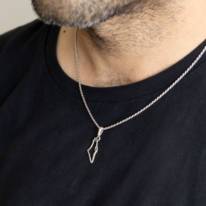 Lyon Eretz Yisrael Money with a rope chain 0.4X50 cm in rhodium icing