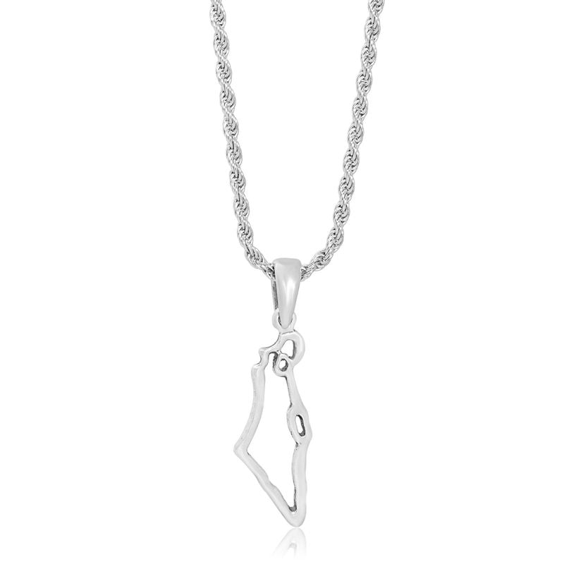 Lyon Eretz Yisrael Money with a rope chain 0.4X50 cm in rhodium icing