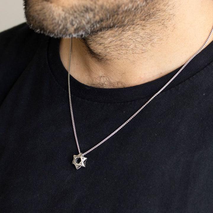 Star of Star of Star with an engraving Israel silver with a chain of absorption