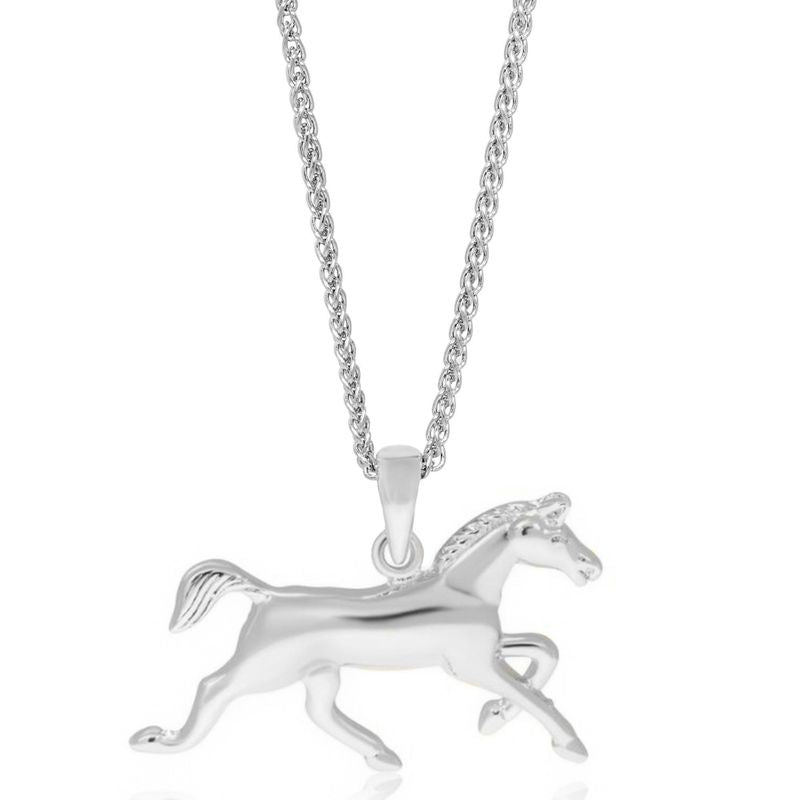 Silver horse pendant with absorption chain 100 length 60 cm