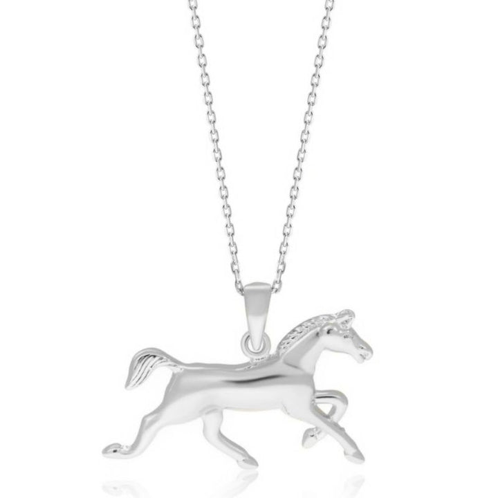 Silver horse pendant with absorption chain 100 length 60 cm