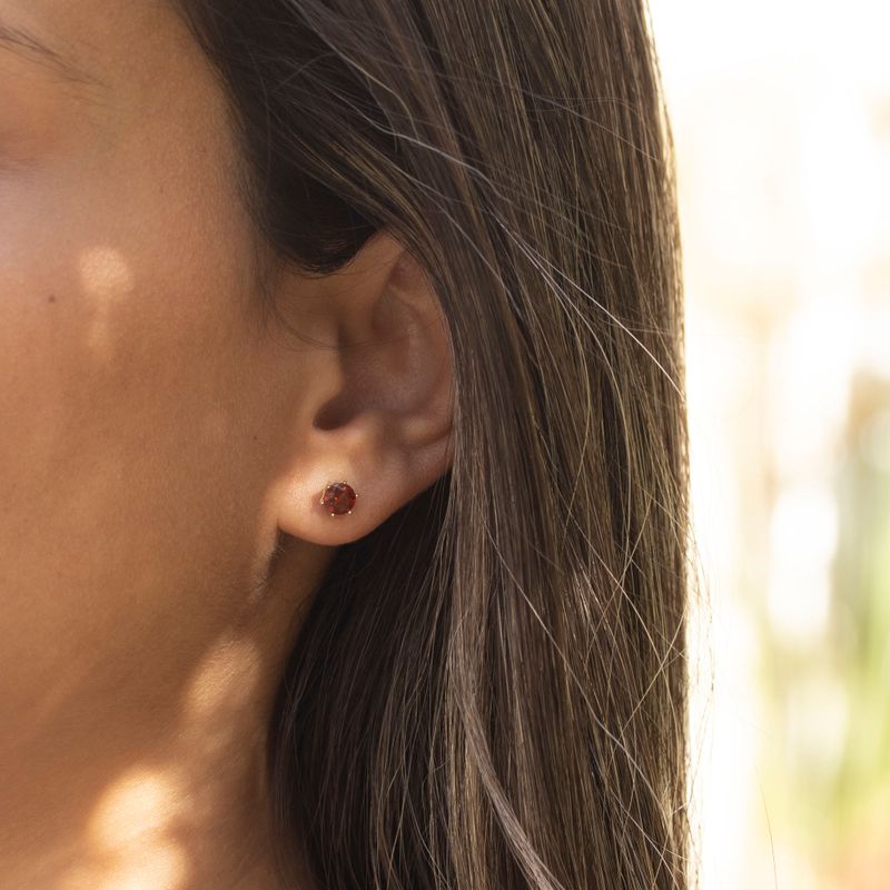 14 -Carat Gold Earrings In a 5mm Grant Stone Inlay