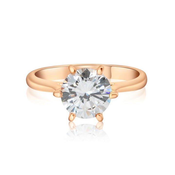 Rose gold ring with white zircon 7 mm facet