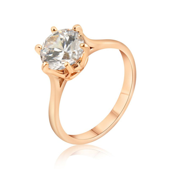 Rose gold ring with white zircon 7 mm facet