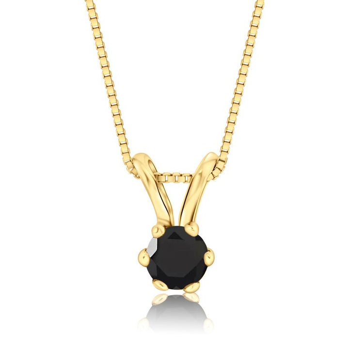 A 14 -Carat Gold Jessica Pendant In a 4mm Black Diamond Inlay