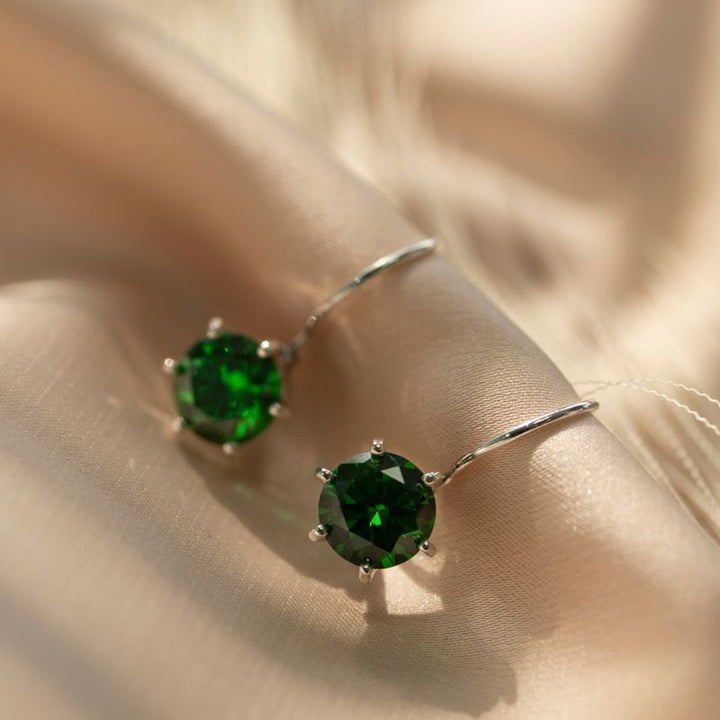 Sterling Silver Green Drop Earrings for Women - Handmade December Birthstone