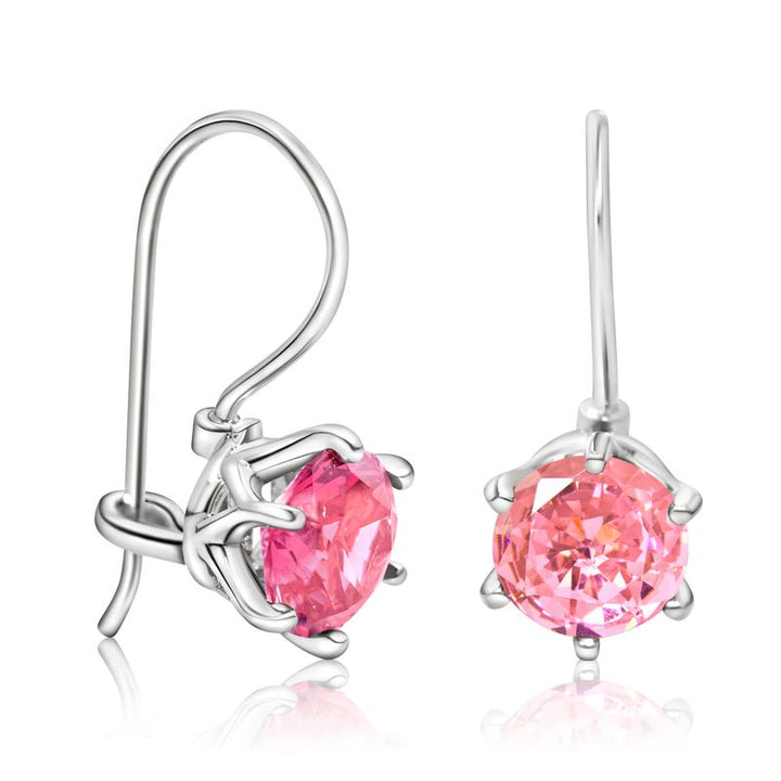 Pink Sterling Silver Drop Earrings for Women - Handmade December Birthstone