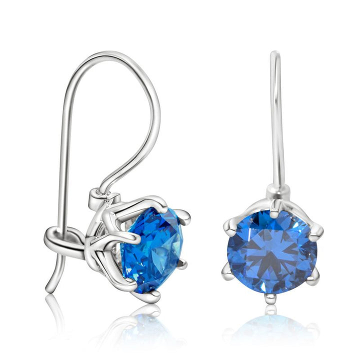 Handmade Sterling Silver Blue Drop Earrings for Women - December Birthstone