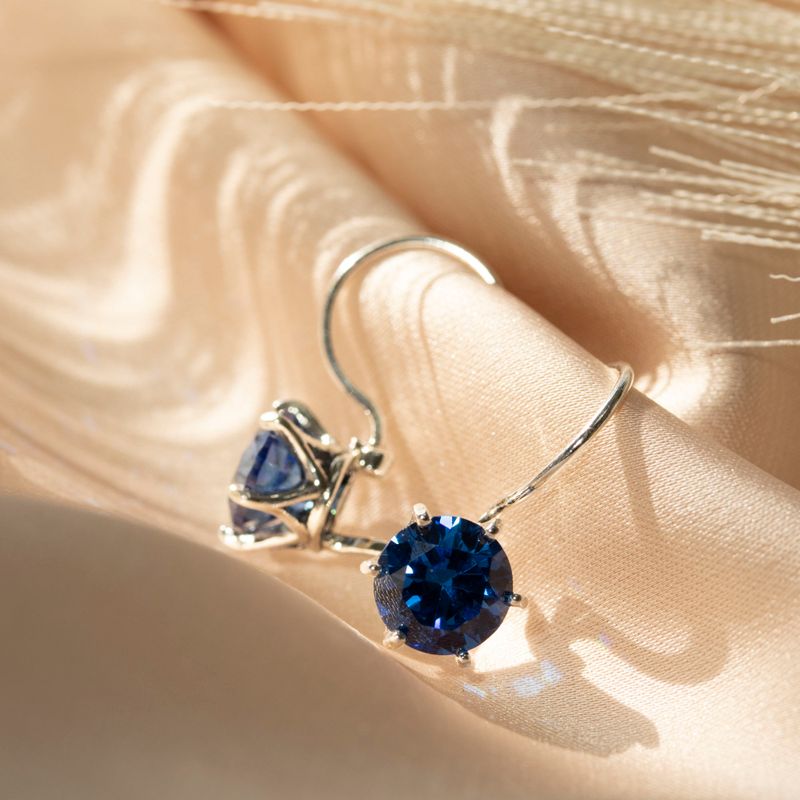 Handmade Sterling Silver Blue Drop Earrings for Women - December Birthstone