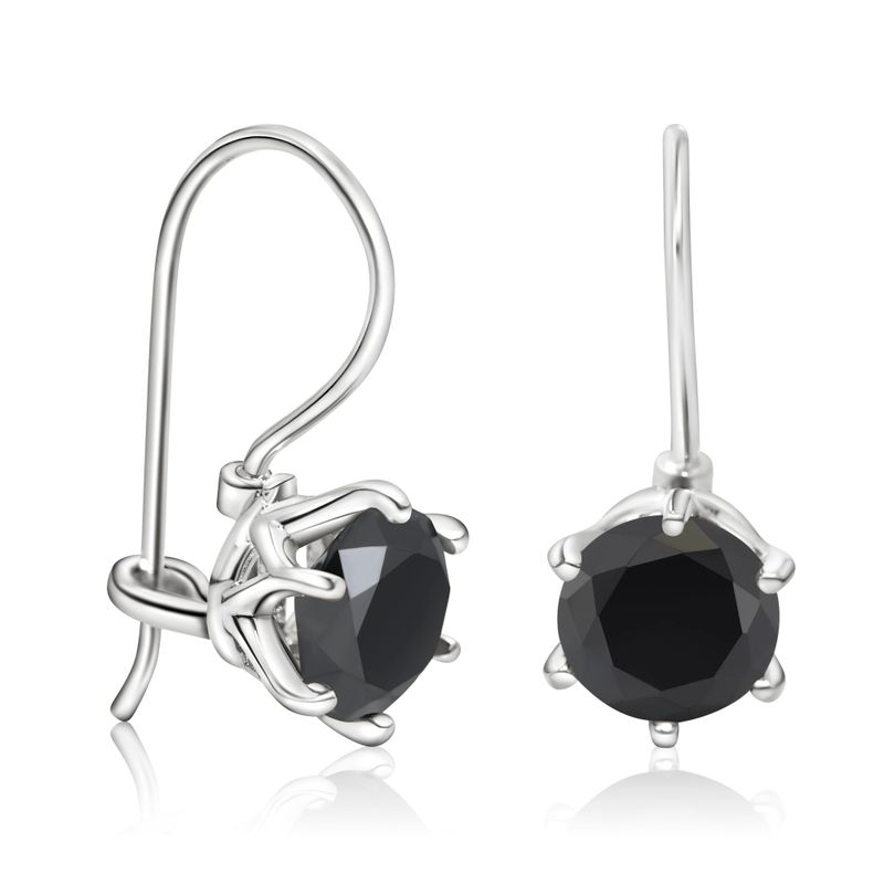 Handmade Sterling Silver Black Drop Earrings for Women - December Birthstone